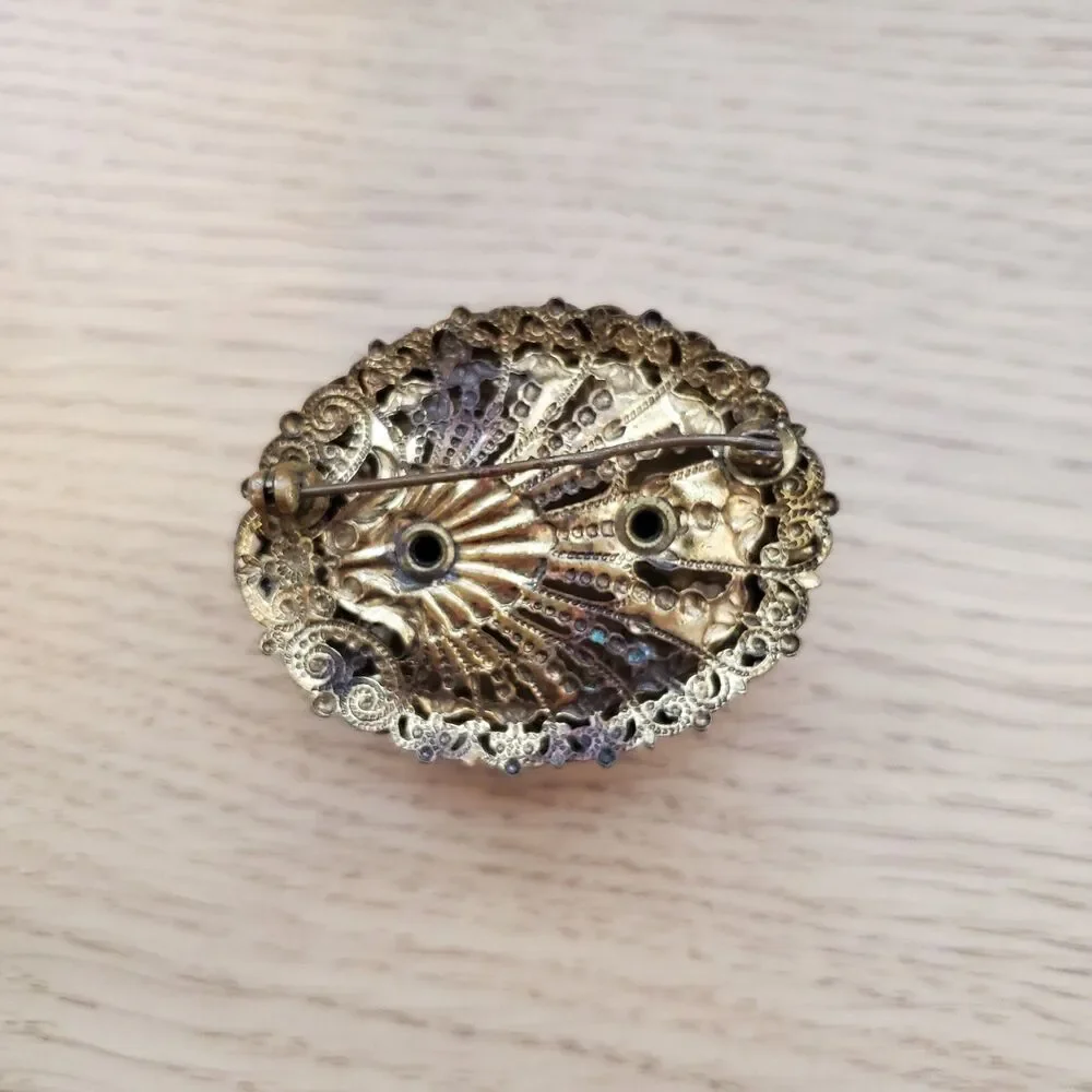 Vintage Gray Oval Brooch